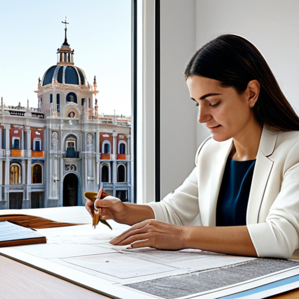 Architect at Work**
A female architect in a modern, light-filled Madrid office, reviewing blueprints at her desk, fully clothed in a stylish yet modest professional outfit, perfect anatomy, natural pose, well-formed hands, proper finger count, safe for work, appropriate content, professional, family-friendly, high resolution, realistic lighting, showcasing a blend of traditional and contemporary architectural design elements in the background, featuring Spanish art prints on the wall.
**