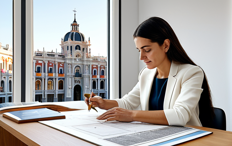 Architect at Work**
A female architect in a modern, light-filled Madrid office, reviewing blueprints at her desk, fully clothed in a stylish yet modest professional outfit, perfect anatomy, natural pose, well-formed hands, proper finger count, safe for work, appropriate content, professional, family-friendly, high resolution, realistic lighting, showcasing a blend of traditional and contemporary architectural design elements in the background, featuring Spanish art prints on the wall.
**