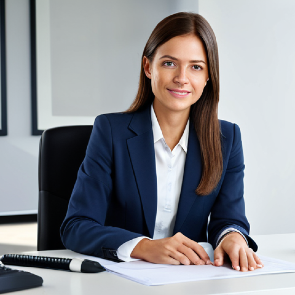 SEO 분석을 위한 데이터 시각화 도구 - Businesswoman in a Modern Office**
"A professional businesswoman in a modest business suit, sitting...