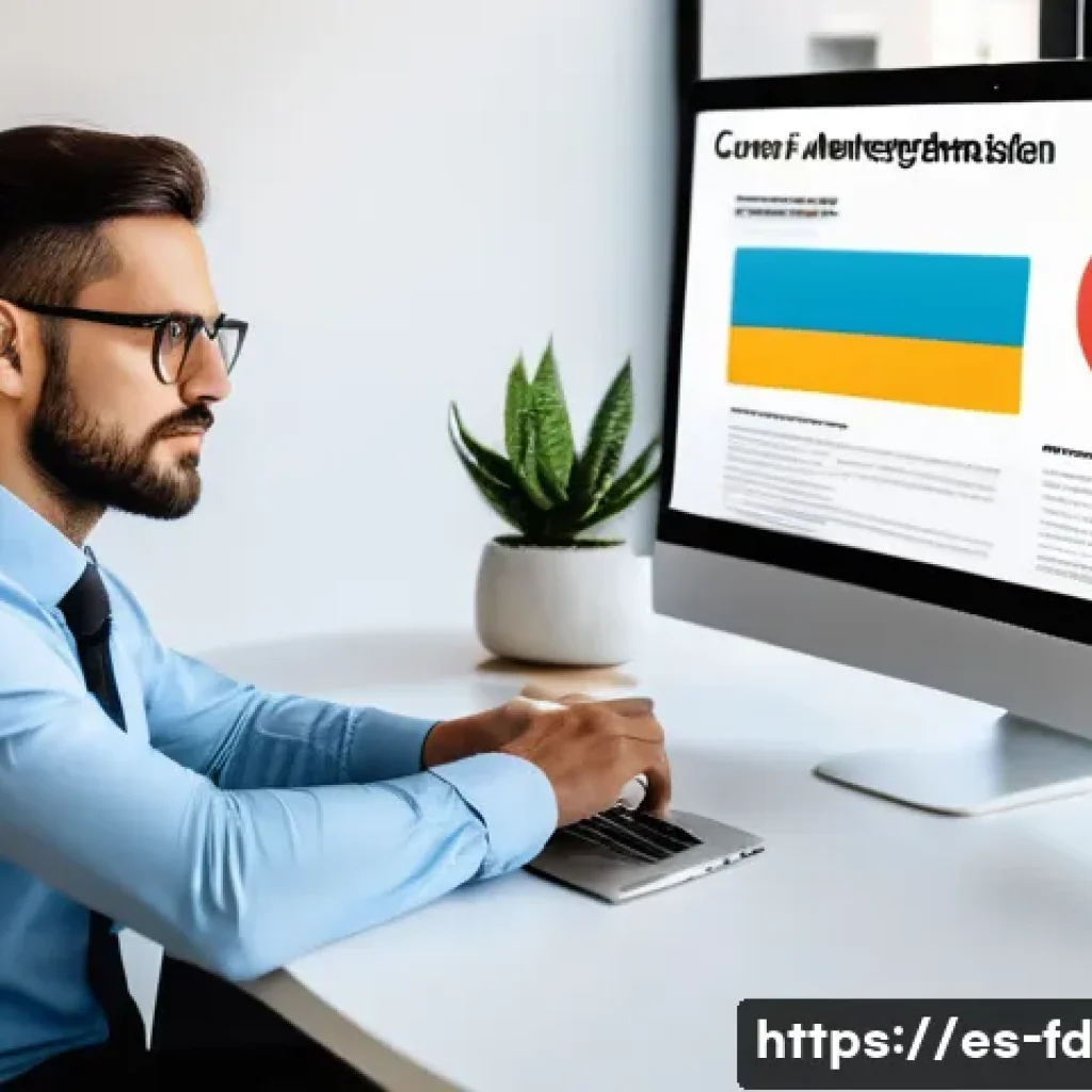 SEO와 콘텐츠 최적화의 교차점 - A modern digital marketing workspace scene featuring a Spanish professional sitting at a sleek desk ...