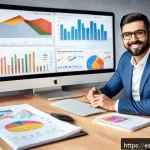 Home 18 SEO와 컨텐츠 최적화 연계 방법 - A modern digital marketing workspace featuring a Spanish-speaking professional analyzing SEO data on...