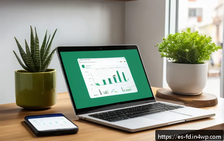 장기 SEO 전략 수립하기 - A modern home office setup designed for a Spanish-speaking SEO specialist, featuring a sleek laptop ...