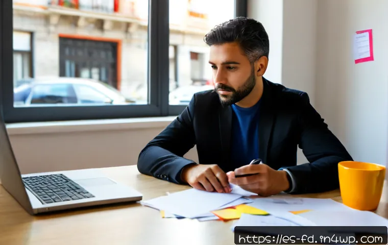 Home 17 SEO를 위한 고객 피드백 활용 방법 - Photorealistic Spanish small-business owner at a bright modern desk reviewing customer feedback on a...